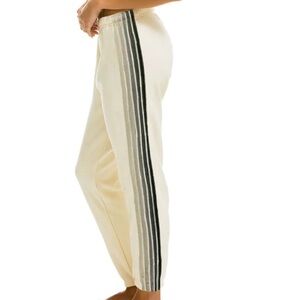 Aviator Nation Cream Pants with Black Stripes
